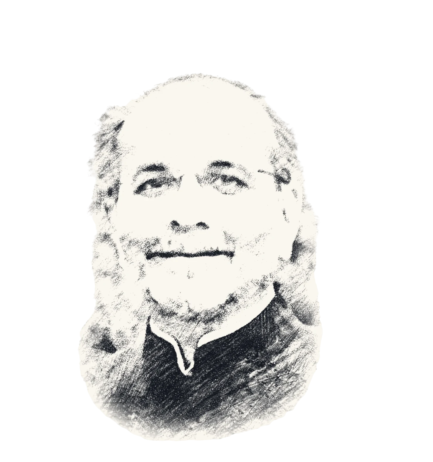 A hand-drawn pencil portrait of Shri Utkarsh B. Shah