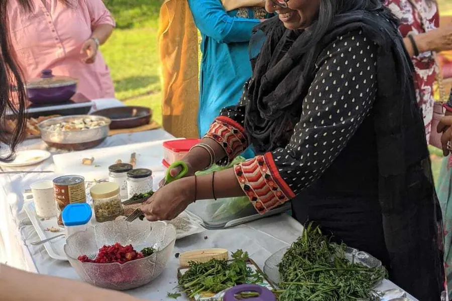 Preparing food from the farm's own produce