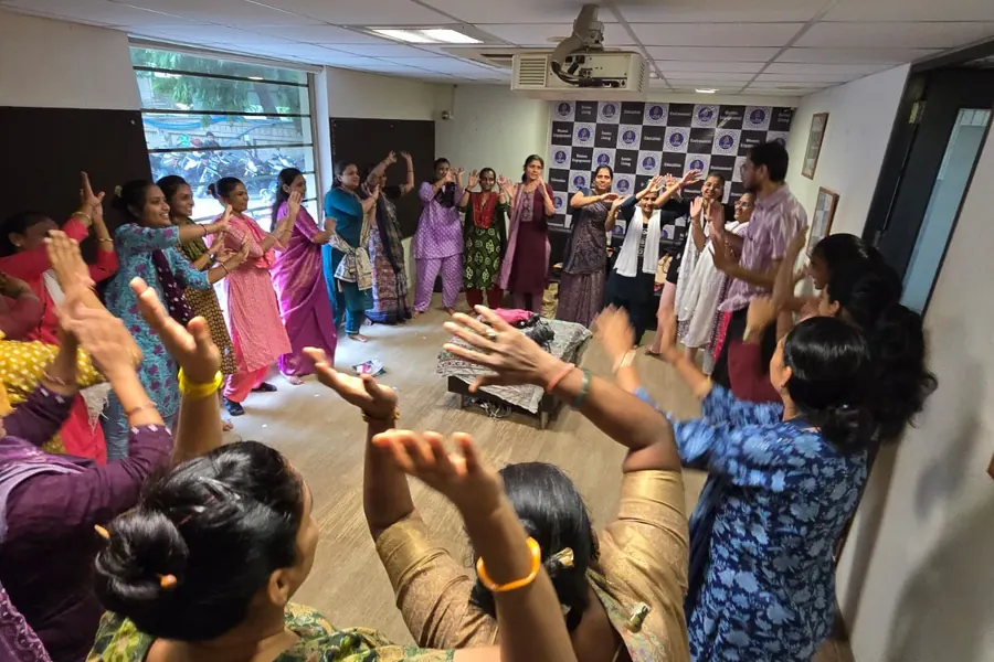 Hands up during a group exercise