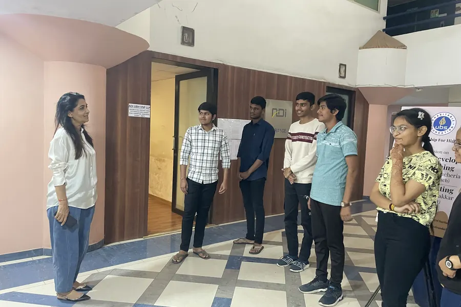 Students waiting in the corridor before their interviews