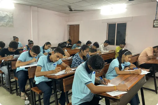 Candidates at their desks during the written test