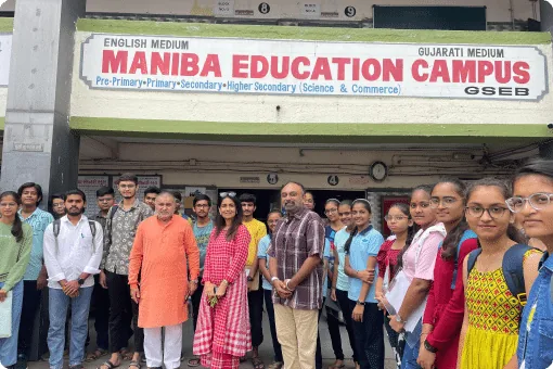Students and staff at the Maniba Education Campus