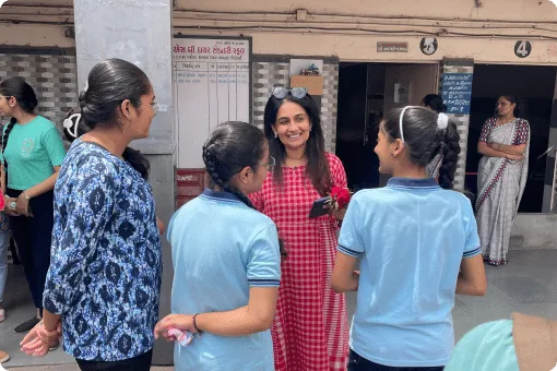 Students being welcomed on the day of the test