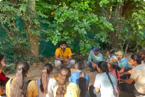 The group together on the path