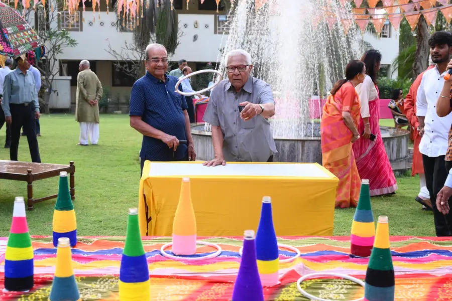 Residents and families gathered on the lawn