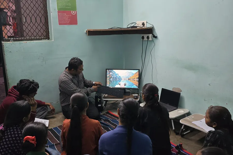Students seated together for a screening